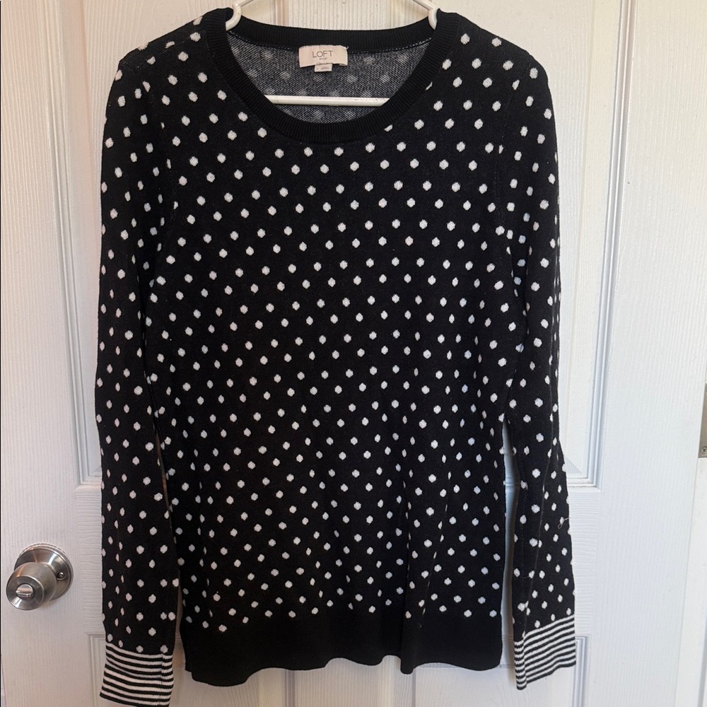 LOFT Black and White Polka Dot Sweater